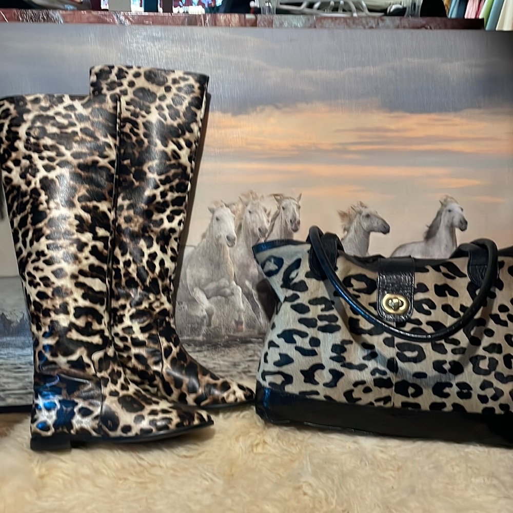 Italian OTK leather animal print boots